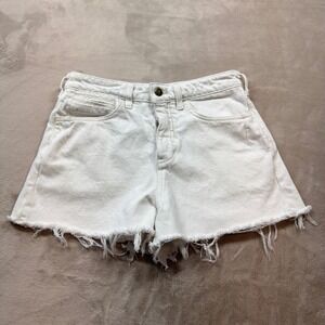 Pilcro Denim Shorts Womens 28 White Excellent Frayed Raw Hem Button Fly Cut-Off